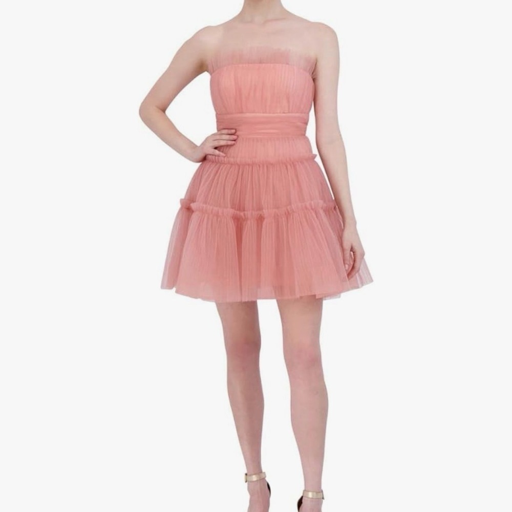 Francesca's Collections Strapless Peach Dress